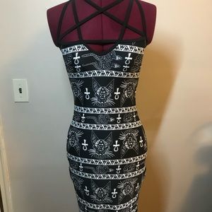 Too Fast pentagram Sphinx/ankh mini dress-M